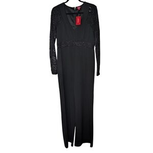 Guess Jet Black Alora Lace Jumpsuit. Size XL